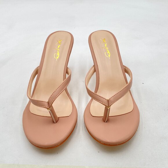 XYD Nude Thong Sandals Mid Heel Flip Flops Open Toe Daily Wearing Slippers - Picture 3 of 8